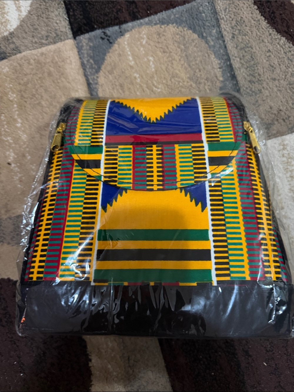 Women's Vibrant Kente-Pattern backpack in Yellow with beautiful bright colors